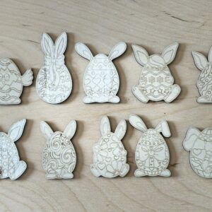 Set van 10 Decoratieve Houten Paashazen